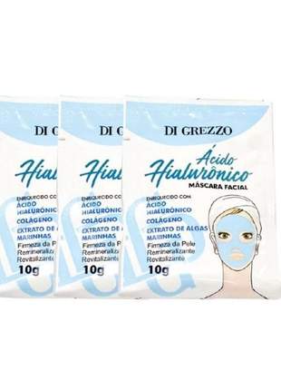 Kit c/3 máscaras ácido hialurônico - contém colágeno e extrato de águas marinhas