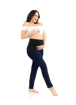 Calça jeans feminina skinny gestante biotipo