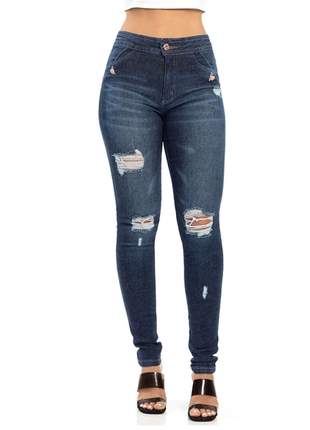 Calça biotipo jeans feminina escuro destroyed skinny 26815