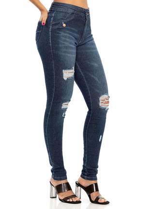 Calça biotipo jeans feminina escuro destroyed skinny 26815