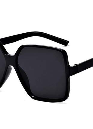 Óculos preto lente preta escura black oversized feminino , cor preto