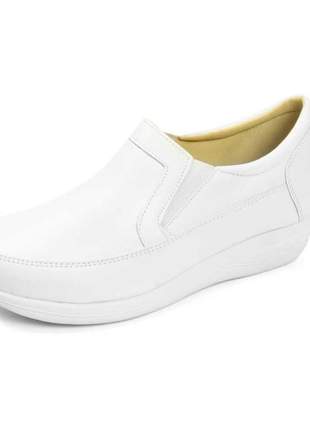 Sapato pierrô ortopédico com elástico couro legítimo cor branco