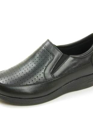Sapato pierrô ortopédico com elástico couro legítimo cor preto