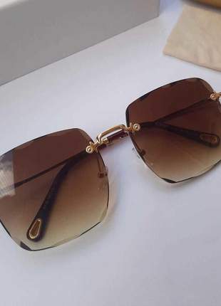 Óculos de sol quadrado degrade dourado square flower square blogueira uv400 moda praia