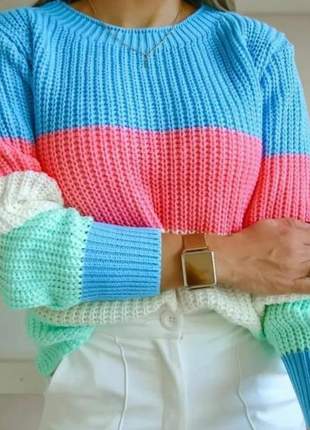 Blusa tricot colorida feminina - exclusiva