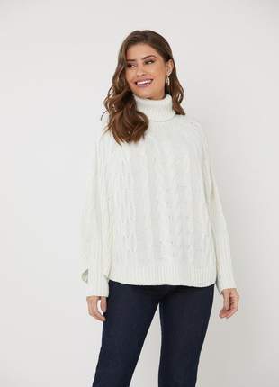 Poncho de tricot - off white