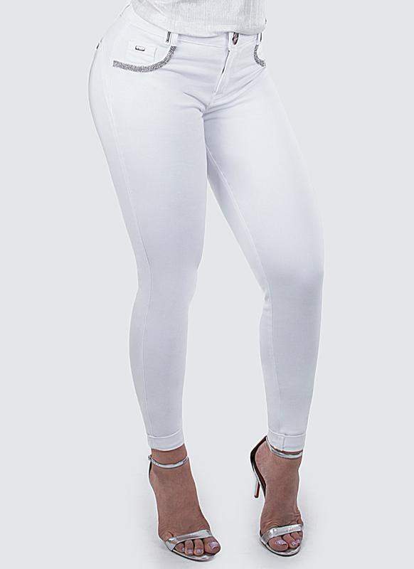 calça jeans branca feminina pit bull