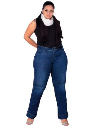 Calça Jeans Escuro Flare Plus Size Feminina  42 Ao 52 Darlook