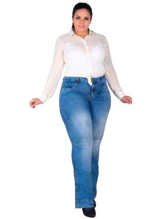 Calça jeans feminina flare plus size do 42 ao 52 darlook