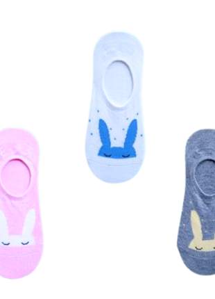 Kit 4 meias soquete sapatilha invisível com silicone divertidas