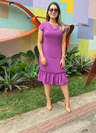 Vestido decote com tiras (violeta)
