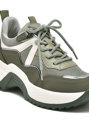 Tênis sneaker verde militar via marte feminino 221603