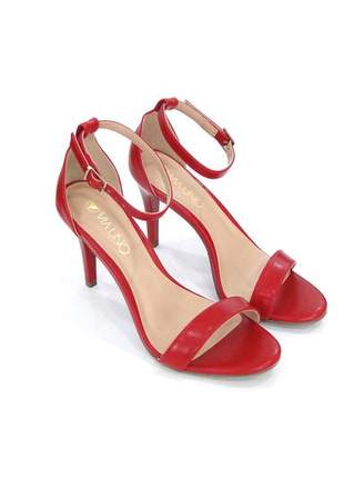 Sandalia feminina salto fino vermelha dali shoes