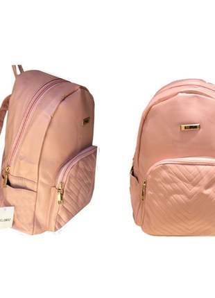 Mochila / mochilinha bolsa de costas feminina média com 4 bolsos barata de qualidade