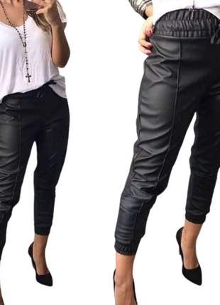 Calça feminina feminino cintura alta em cirre com elástico na cintura e perna p m g