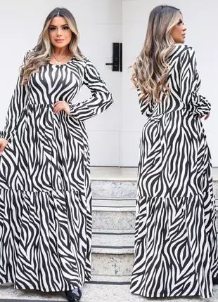 Vestido longo alícia estampa zebra