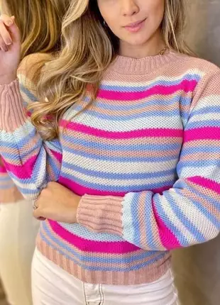 Blusa de lã em trico colorido