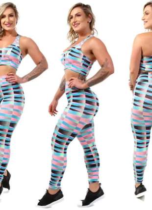 4 conjuntos calça legging fitness roupas feminina academia
