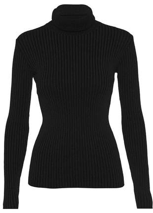 Cacharrel blusa tricot lã feminina canelada gola alta r: 965 (preto)