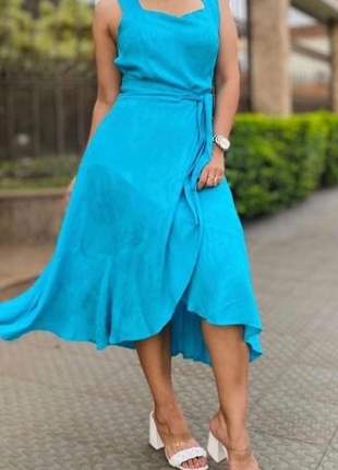 Vestido azul transpassado