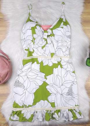Vestido floral com bojo verde vd85