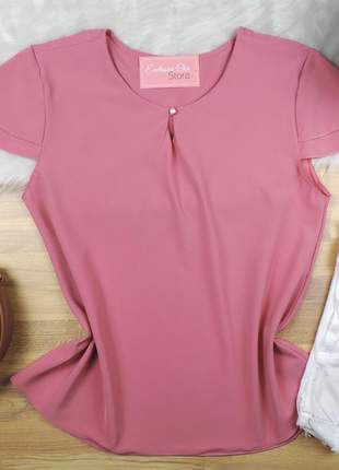 Blusa com botão rosa bs1511