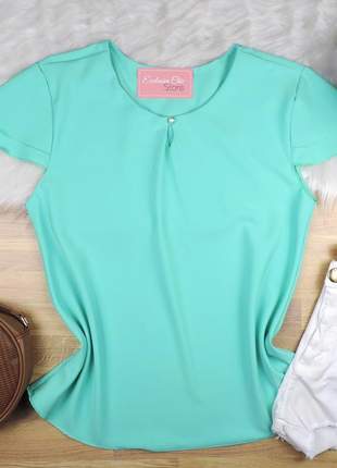 Blusa com botão verde clara bs1514