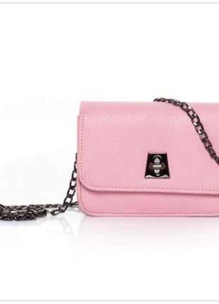 Bolsa bag mariana rosa - bolsa feminina de couro ecológico, tiracolo, casual e social