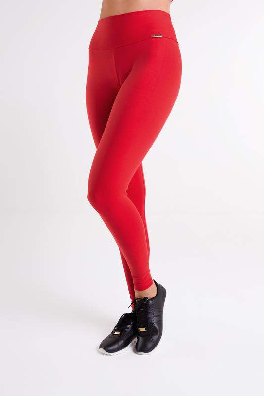 Legging vermelha - R$ 139.90, cor Vermelho (de cintura alta, para academia,  fitness, suplex, montaria, estampada, de poliamida, look com bota, grossa,  cós alto) #166395, compre agora