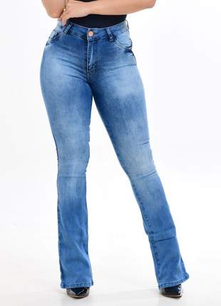 Calça flare jeans marmorizada
