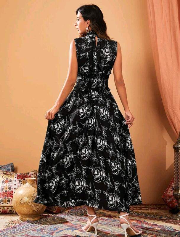 Vestido longo preto floral boho exclusive - R$ 144.95, cor Preto