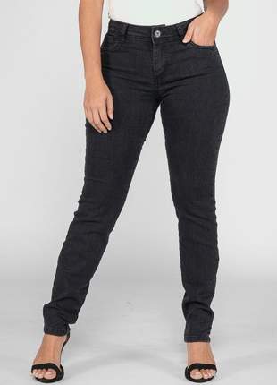 Calça jeans cintura alta preta feminina levanta bumbum skiny