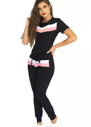 Conjunto feminino blusa cropped e calça. ref: 816 (preto)