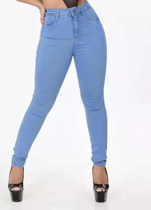 Calça jeans azul claro feminina cintura alta