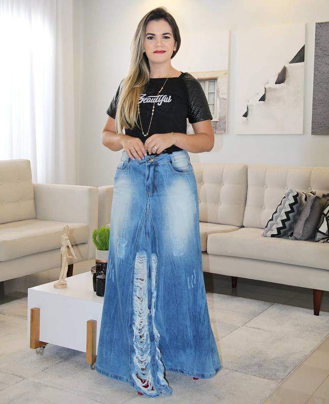 saias longas jeans 2019