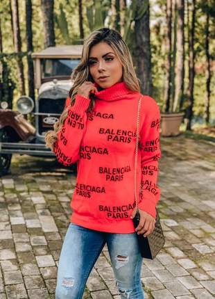 Blusa cacharrel em tricô com detalhes escrito paris outono inverno 2019