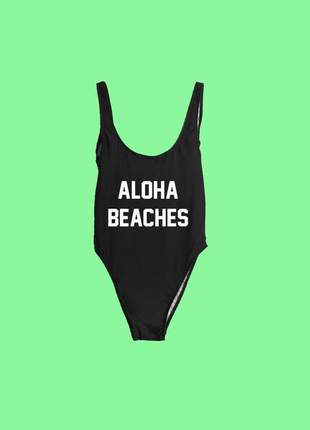 Maiô com frase aloha beaches