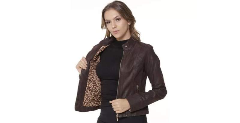 jaqueta de couro ecologico feminina plus size
