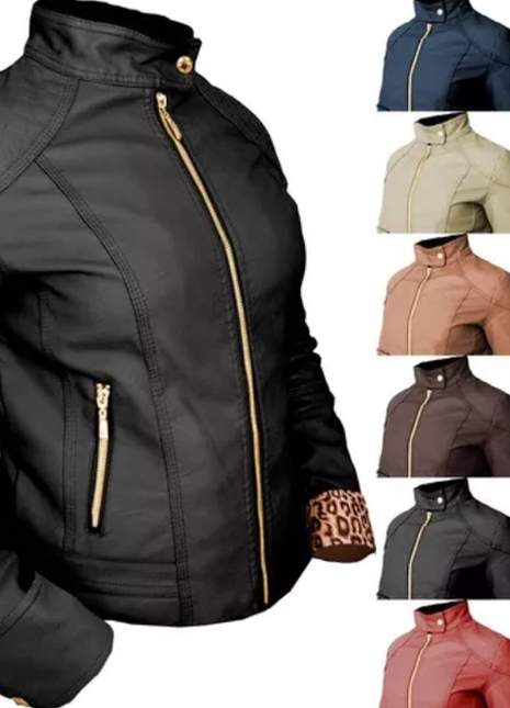 jaqueta de couro com forro