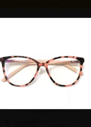 Óculos de grau rosa transparente nude femimino d33 oluxo