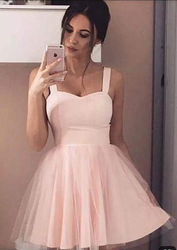 vestido curto de festa rosa claro