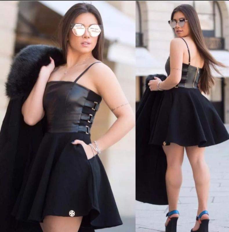 vestido de festa curto preto rodado