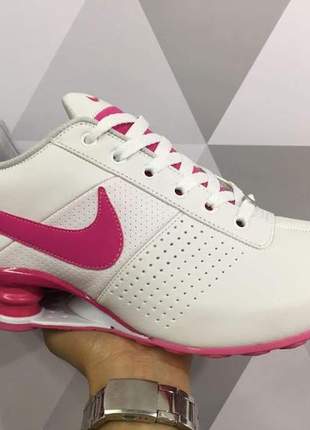 Nike shox classic  feminino 4 molas branco rosa