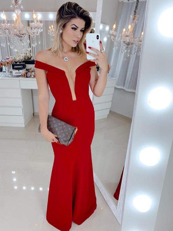 Carry Realm linen Vestido vermelho ciganinha longo festa - R$ 189.00, cor Vermelho #11271,  compre agora | Shafa