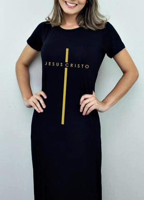 Vestido longo jesus cristo - R$ , cor Preto #23314, compre agora |  Shafa