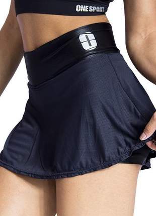 Kit 2 short saia gode tecido duplo feminino academia one sport  1 preto e 1 azul