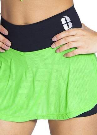 Kit 2 short saia gode tecido duplo feminino academia one sport 1 verde e 1 rosa