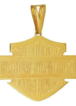 Pingente simbolo harley davidson, folheada a ouro 18k