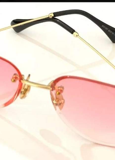 bearing Legacy Unpleasantly Óculos feminino delicado chic sem aro - R$ 168.00, cor Rosa (de sol, com  proteção UV) #24354, compre agora | Shafa