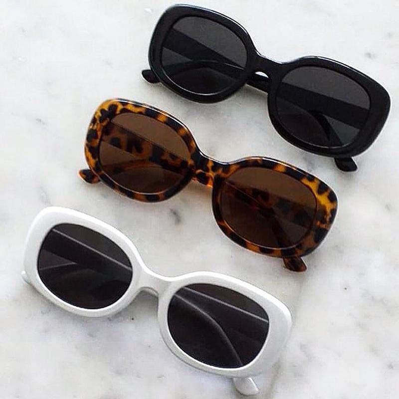 Óculos de sol escuros feminino quadrado retrô vintage 90's